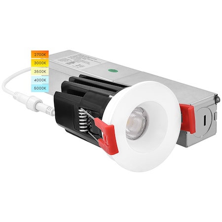 Luxrite 1 Inch LED Recessed Downlight 5 CCT Selectable 2700K-5000K 7W 500LM Dimmable LR23460-1PK